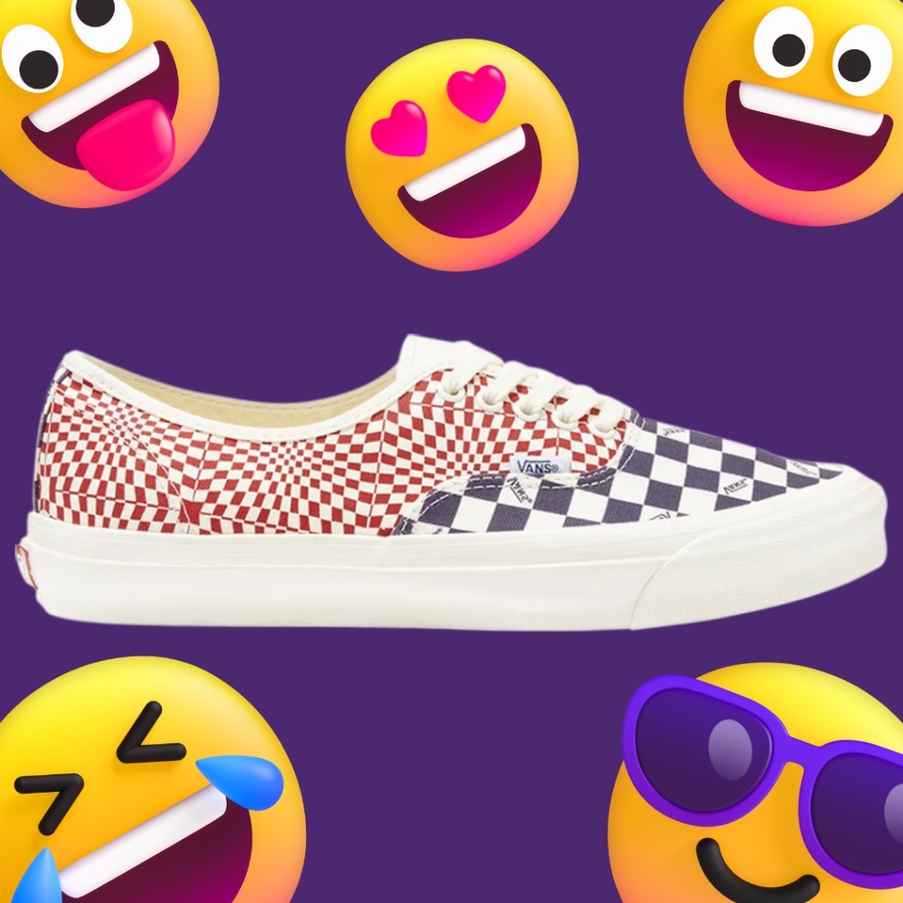 Vans Vault OG Authentic LX Logo Check Violet Indigo Racing Red White Canvas Mens